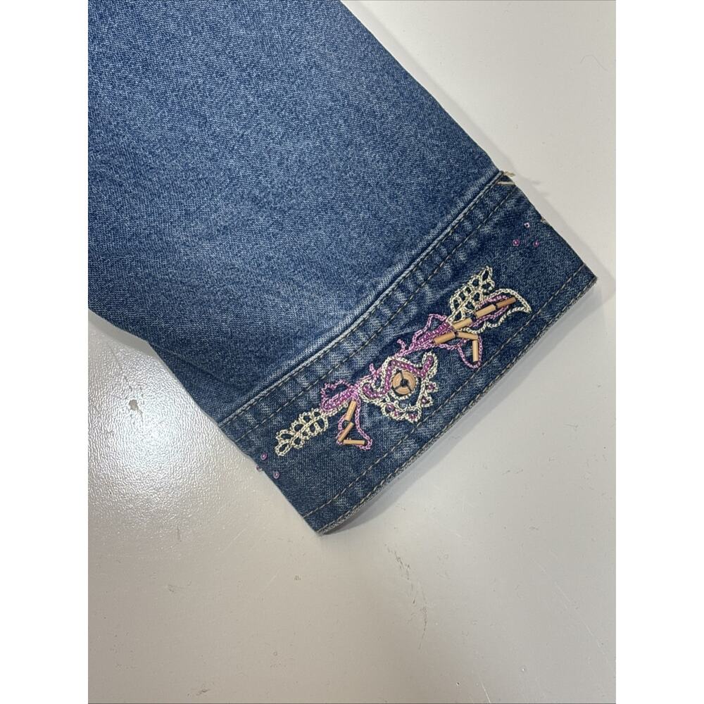 Vtg Womens Denim & Co Jean Jacket Sz 2X Floral Embroidered Light Weight - Picture 11 of 16